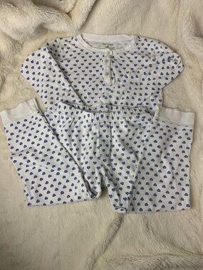 Roller Rabbit White Pajama Set with Blue Heart Print